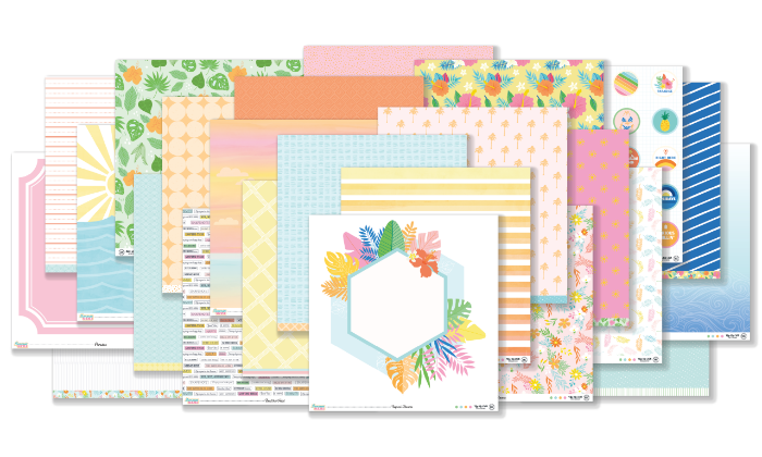 July 2024 Patterned Paper Kit for Scrapbooking and Card Making